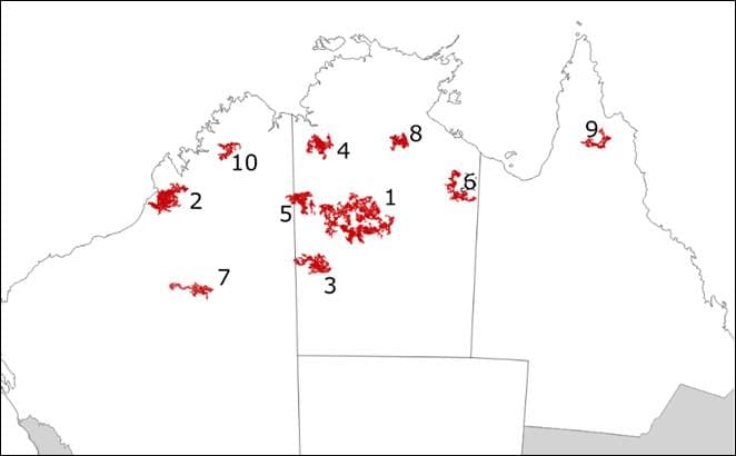 Ten large fires